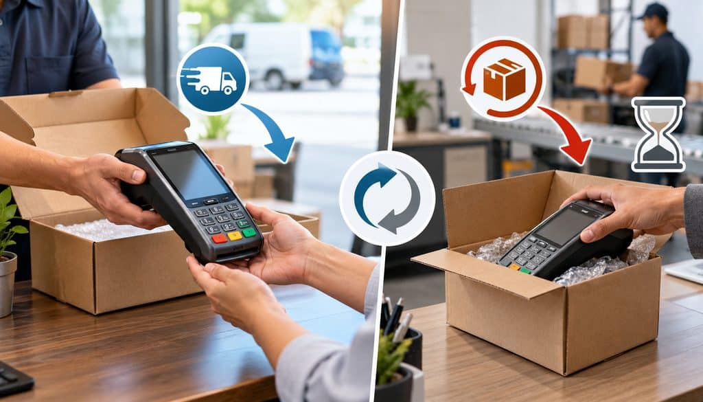 Credit card terminal advance swap and return process